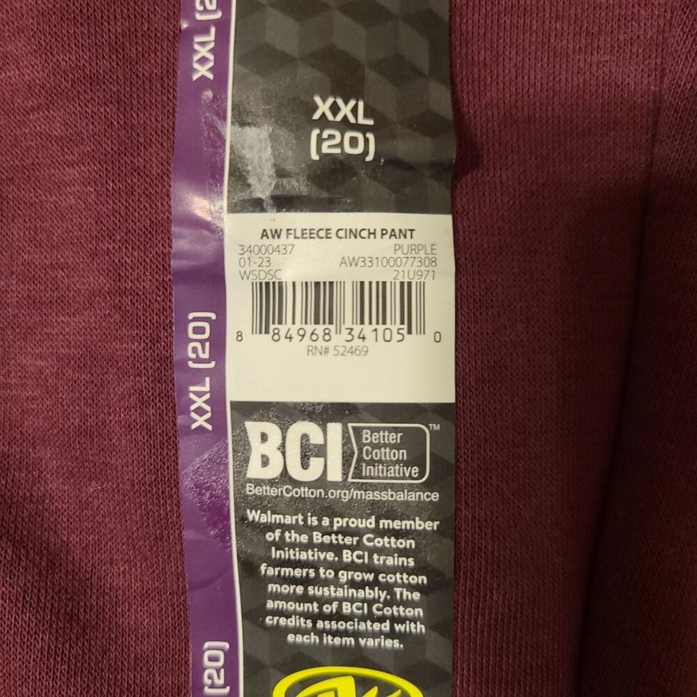Athletic Works Women's Fleece Cinch Pants Purple Eggplant Size XXL 20 - Picture 6 of 12